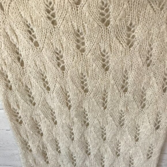 Crochet Scarf Womens One Size Ivory Knit Grandmacore Infinity Coastal Grandma - Picture 3 of 8